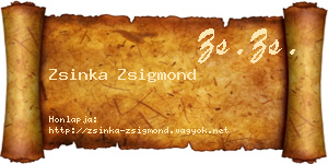 Zsinka Zsigmond névjegykártya